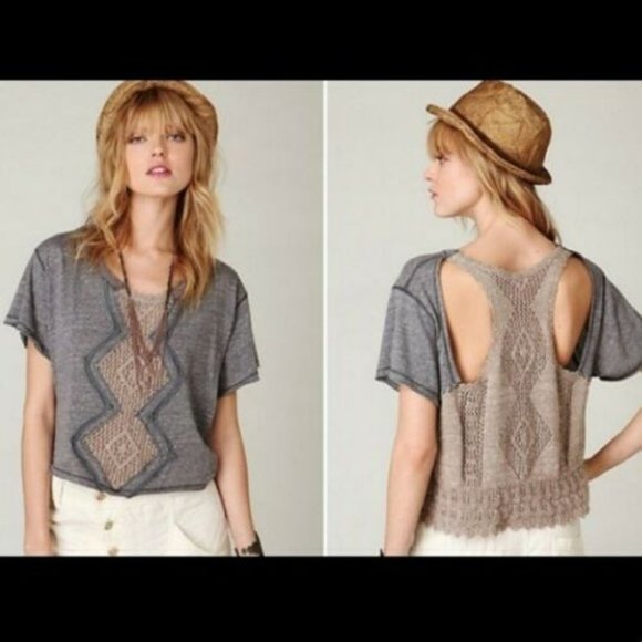 Free People Diamond Crochet Cutout T-shirt - Picture 6 of 7